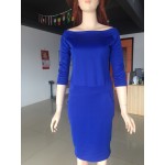 2016 New Women's Sexy Europe Dresses Slim Fashion Europe Style High Neck Clubwear Night Wear Bodycon Wrap Black Red Blue Dress