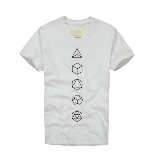 2016 New fashion brand clothing Cotton Math Geometry Print Short Sleeve Summer T Shirt Men v-neck T Shirt homme Size S-XXXL