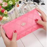 2016 New fashion women wallet brand Long design women wallets pu leather lattice high quality  female purse clutch bag 8 colors