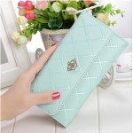 2016 New fashion women wallet brand Long design women wallets pu leather lattice high quality  female purse clutch bag 8 colors
