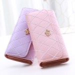 2016 New fashion women wallet brand Long design women wallets pu leather lattice high quality  female purse clutch bag 8 colors
