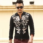 2016 New winter sweatshirt men hip hop zipper bronzing printing short black jacket coat Zipper Jacket Mens baseball uniform