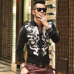 2016 New winter sweatshirt men hip hop zipper bronzing printing short black jacket coat Zipper Jacket Mens baseball uniform