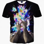 2016 Newest style men/women t-shirt with colours printed on both sides short sleeves o neck t shirt hiphop tops tees shirts