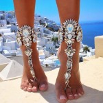 2016 One Pcs Long Beach Summer Vacation Ankle Bracelet Sandal Sexy Leg Chain Female Boho Crystal Anklet Statement Jewelry 3226