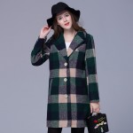 2016 Plaid winter coat women large size wool coats new woolen coat thick plaid wool coats casaco feminino