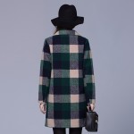 2016 Plaid winter coat women large size wool coats new woolen coat thick plaid wool coats casaco feminino