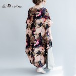 2016 Plus Size Dress Women's Printing Long Dress Romantic Big Flower Floral Printed Summer Maxi Dresses(BelineRosa HS0082)
