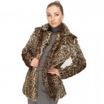 2016 Plus Size Luxurious Coats Women Faux Fur Warm Jacket Coat Leopard Fashion Faux Leather Coat Outwear Faux Open Stitch 731