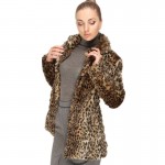 2016 Plus Size Luxurious Coats Women Faux Fur Warm Jacket Coat Leopard Fashion Faux Leather Coat Outwear Faux Open Stitch 731