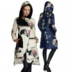 2016 Printed European Winter Women Down Parkas X-Long Coats with Hoody 90% Duck Down Outerwear Plus Size 4XL 5XL  80999