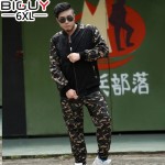 2016 Spring Autumn Camouflage Printed Oversized Mens sweat Suits Casual Plus Size Tracksuit Set Men 3XL 4XL 5XL 6XL 1005suit