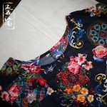 2016 Spring Autumn Style Casual Dress Women 4XL  Robe Vintage Print Long Loose Cotton Linen Women Maxi Dress robe