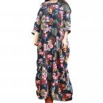 2016 Spring Autumn Style Casual Dress Women 4XL  Robe Vintage Print Long Loose Cotton Linen Women Maxi Dress robe