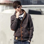 2016 Spring Autumn Winter Fashion Men Fleece Elbow Patch Hooded Single Breasted Hoodies Men Casual Sweatshirt Jacket Tracksuit