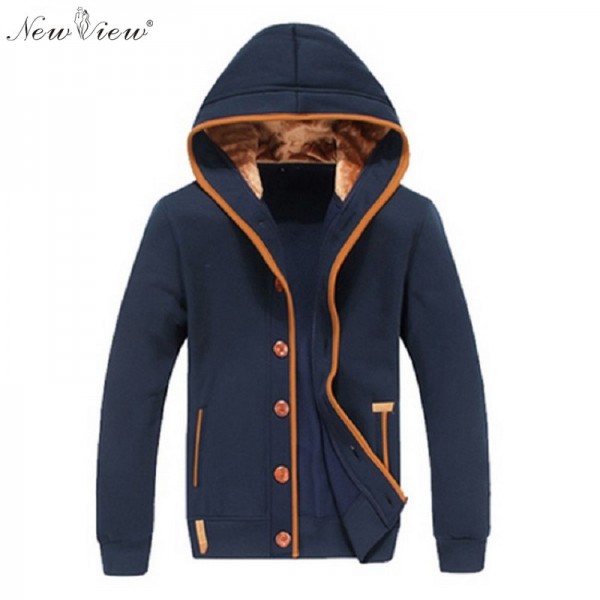 2016 Spring Autumn Winter Fashion Men Fleece Elbow Patch Hooded Single Breasted Hoodies Men Casual Sweatshirt Jacket Tracksuit