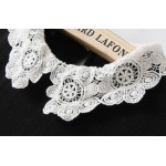 2016 Spring Women Brand Carved Flowers Lace White Peter pan Collar Knit Cotton Black Dress Slim Vintage Party Evening Vestidos