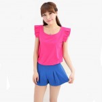 2016 Summer HOT SALE candy color Butterfly sleeve blouse blanche Elegant Leisure Shirt Chiffon Blouses for Woman High quality