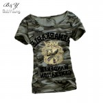 2016 Summer Tops Grown Pattern T Shirt Women Camouflage Military Uniform Slim Tee Shirt Femme Plus Size Camisetas Mujer M~3XL