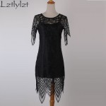 2016 Summer Womens Dresses Beach Club Evening Party Sexy Sundress Backless Black Lace Floral Crochet Short Dress Female Clothing