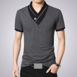 2016 T Shirts Men V Neck T-Shirt Brand Cotton Mens Patchwork tshirt  Size Man Tees Tops Wholesale Free Shipping M40