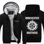 2016 TV series Supernatural Hoodies men Winter Winchester Bros Fashion Zipper Thicken Fleece Jacket