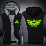 2016 The Legend of Zelda Hoodie Thicken Fleece Coat Game Luminous Mens Zipper Hoodie Game Sweatshirts