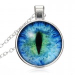 2016 Vintage Jewelry Wholesale Blue Green Cat Eye Necklace Pendant Fashion Charming Rhinestone Ethnic Necklace for Men Women
