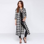 2016 Windbreaker Women Trench Coat Punk style Long Plaid Shirt Slim Fashion Trench Coat Casual Maxi Coats Female casaco NC-726