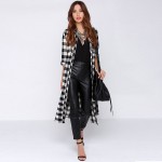 2016 Windbreaker Women Trench Coat Punk style Long Plaid Shirt Slim Fashion Trench Coat Casual Maxi Coats Female casaco NC-726