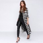 2016 Windbreaker Women Trench Coat Punk style Long Plaid Shirt Slim Fashion Trench Coat Casual Maxi Coats Female casaco NC-726