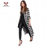2016 Windbreaker Women Trench Coat Punk style Long Plaid Shirt Slim Fashion Trench Coat Casual Maxi Coats Female casaco NC-726