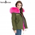 2016 Winter Jacket Women Coat Warm Detachable Lining Big Raccoon Fur Collar Hooded Army Green Brand Design Parka Outwear