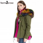 2016 Winter Jacket Women Coat Warm Detachable Lining Big Raccoon Fur Collar Hooded Army Green Brand Design Parka Outwear