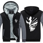 2016 Winter Jackets and Coat Anime Bleach Hoodie Men Anime Hiphop Luminous Hooded Thick Zipper Tops  USA EU size Plus size