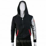 2016 Winter Soldier Arm Print Hoodie Men Autumn Winter Fashion Streetwear Black Zipper Sweatshirt Superhero Cosplay Costume S-XL