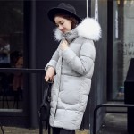 2016 Winter Thickened Hooded Jackets Female Long Coats Fur Collar Korean Style Overcoat Women Down Jacket AWC0001