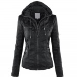 2016 Winter Women Faux Leather Jacket Coats Slim Plus Size Female PU leather Jackets Hooded Zip-up Leather Jacket Coat For Women