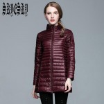 2016 Winter Women Long Down Jackets Fashion Ultra Light White Duck Down Coat stand Down Parkas For Women XXXL Plus Size