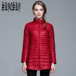 2016 Winter Women Long Down Jackets Fashion Ultra Light White Duck Down Coat stand Down Parkas For Women XXXL Plus Size