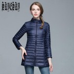 2016 Winter Women Long Down Jackets Fashion Ultra Light White Duck Down Coat stand Down Parkas For Women XXXL Plus Size