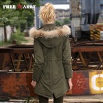 2016 Winter Women Wadded Jacket Female Medium-Long Coat Fur Collar Thickening Hooded Military Womens Outerwear Down Parka Gs-889