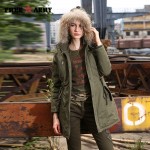 2016 Winter Women Wadded Jacket Female Medium-Long Coat Fur Collar Thickening Hooded Military Womens Outerwear Down Parka Gs-889