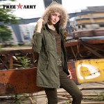 2016 Winter Women Wadded Jacket Female Medium-Long Coat Fur Collar Thickening Hooded Military Womens Outerwear Down Parka Gs-889