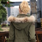 2016 Winter Women Wadded Jacket Female Medium-Long Coat Fur Collar Thickening Hooded Military Womens Outerwear Down Parka Gs-889