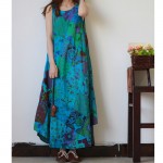 2016 Women Beach Dress Boho Style Dress Sleeveless Retro Patchwork Cotton Linen Long dresses Ropa Mujer Plus Size Maxi Dress