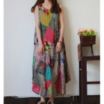 2016 Women Beach Dress Boho Style Dress Sleeveless Retro Patchwork Cotton Linen Long dresses Ropa Mujer Plus Size Maxi Dress