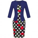 2016 Women Fashion Summer Dress Style Bodycon Sheath Sexy Office Lady Flower Patchwork Tunic Patchwork One Piece Dress