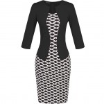 2016 Women Fashion Summer Dress Style Bodycon Sheath Sexy Office Lady Flower Patchwork Tunic Patchwork One Piece Dress
