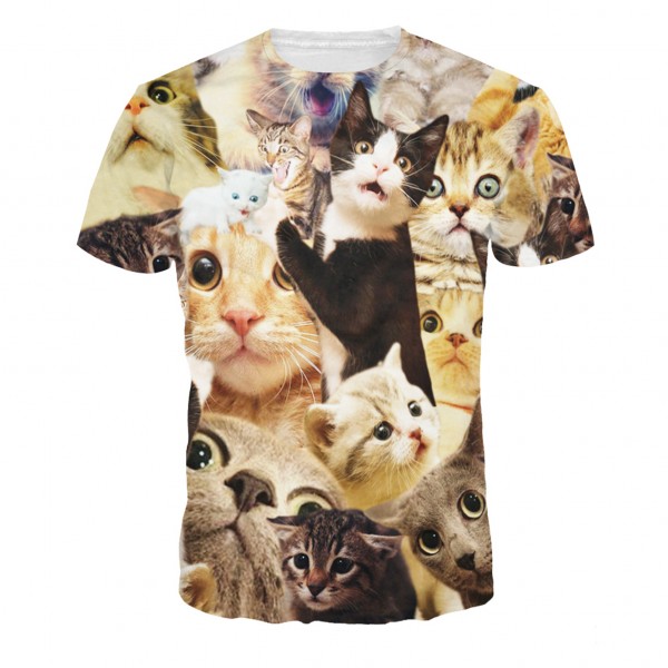 2016 Women Men T Shirt Funny Cats Animal 3D Print T-shirt New Brand Harajuku Homme Fashion Men's Tee Shirt